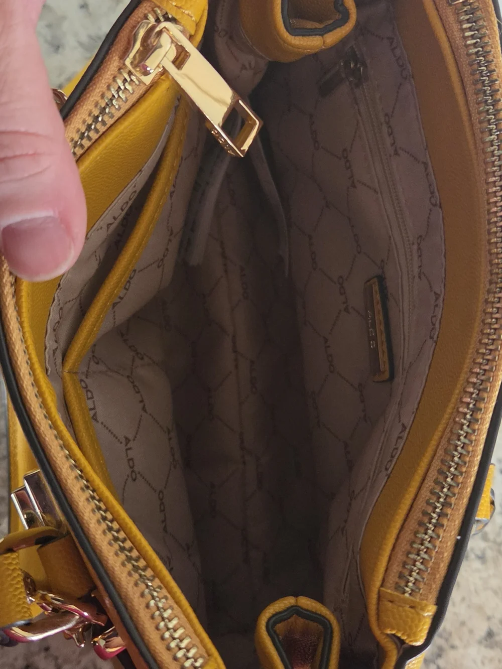 ALDO Yellow Structured Top-Handle Satchel